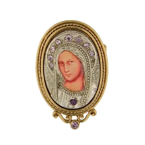 Symbols Of Faith Purple Crystal Enamel Small Iconica Mary Brooch 1928 Jewelry
