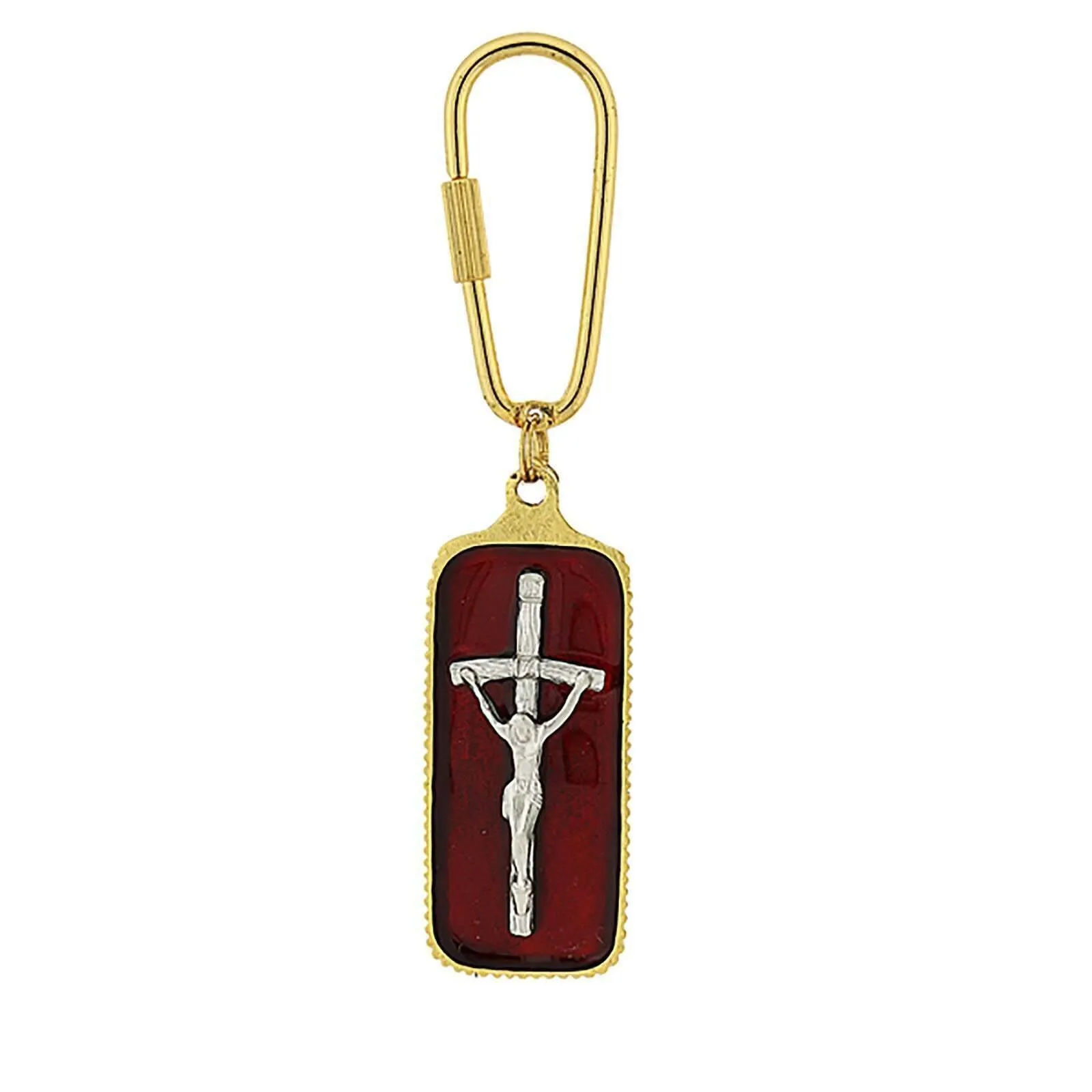 Symbols Of Faith Red Enamel Papal Crucifix Carabiner Key Chain 1928 Jewelry