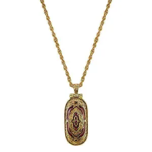 Symbols Of Faith Red Enamel Swing Open Pendant Enclosed Reliquary Crucifix Necklace 30" 1928 Jewelry
