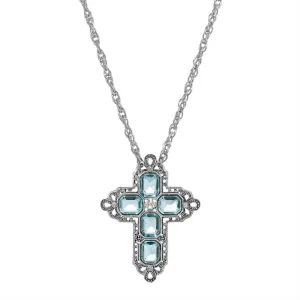 Symbols Of Faith Regal Filigree Crystal Cross Pendant Necklace 20" 1928 Jewelry