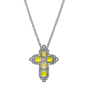 Symbols Of Faith Regal Filigree Crystal Cross Pendant Necklace 30" 1928 Jewelry