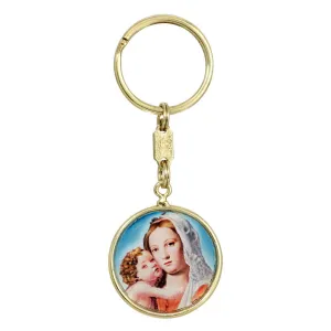 Symbols Of Faith Round Mary and Child Key Ring 1928 Jewelry