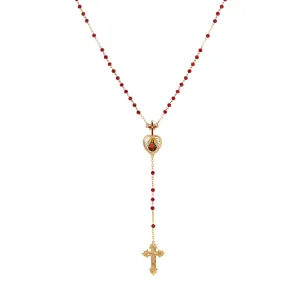 Symbols Of Faith Sacred Heart of Jesus Crucifix Rosary Necklace 21" 1928 Jewelry