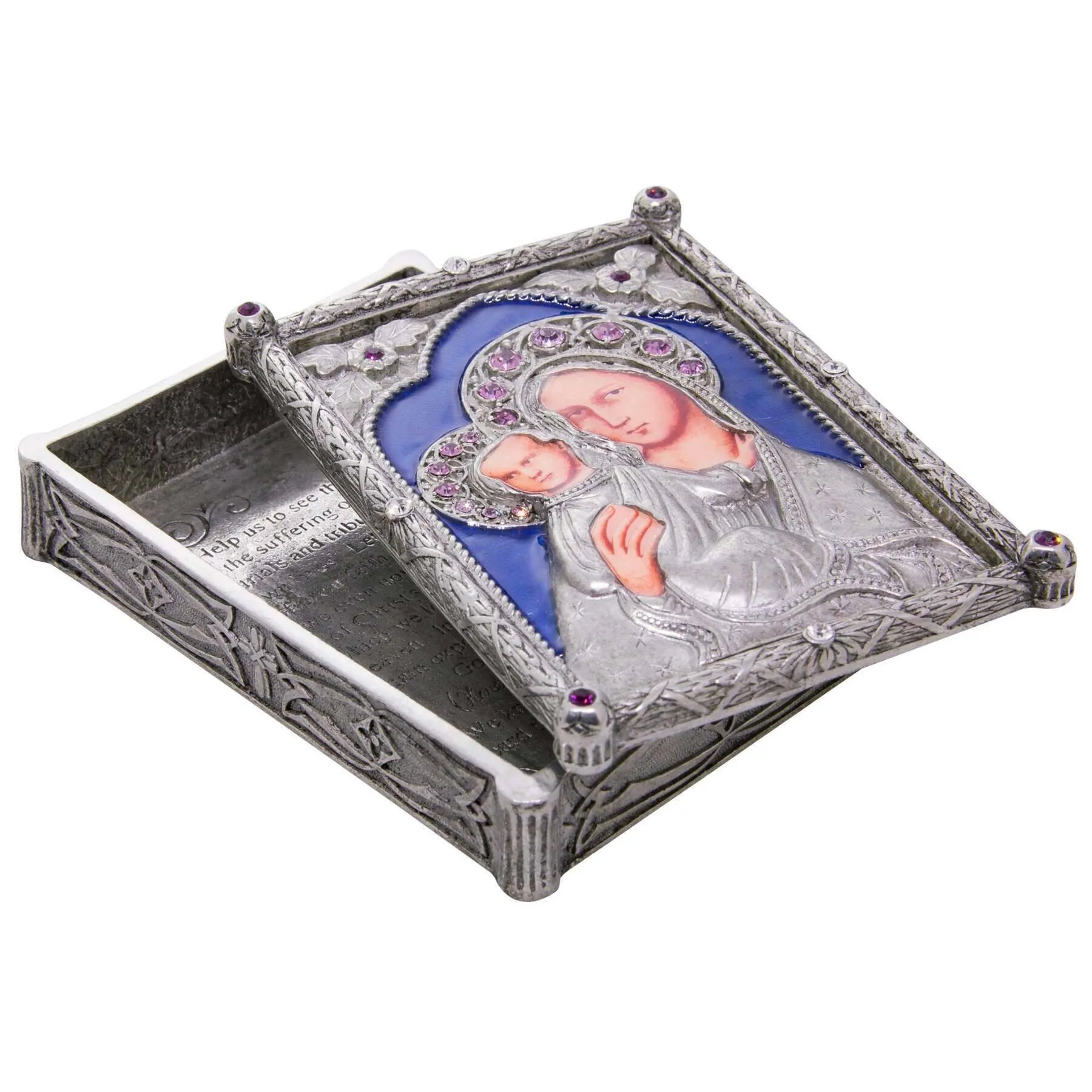 Symbols Of Faith Sapphire Rosary Amethyst Crystal Box 1928 Jewelry