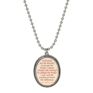 Symbols Of Faith Serenity Prayer Oval Pendant Necklace 22" 1928 Jewelry