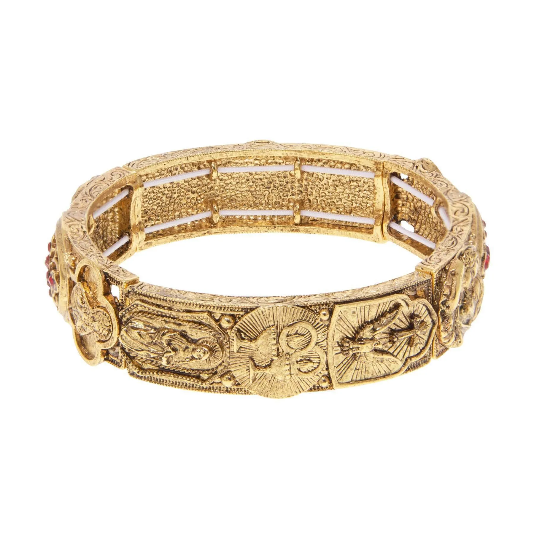 Symbols Of Faith Spiritual Imagery & Light Siam Red Crystal Cross Stretch Bracelet 1928 Jewelry