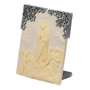 Symbols Of Faith St. Mary & Angles Ivory Cameo Tabletop Decor Plaque 1928 Jewelry