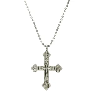 Symbols of Faith Stainless Steel Chain Large Crucifix Pendant Necklace 22" 1928 Jewelry