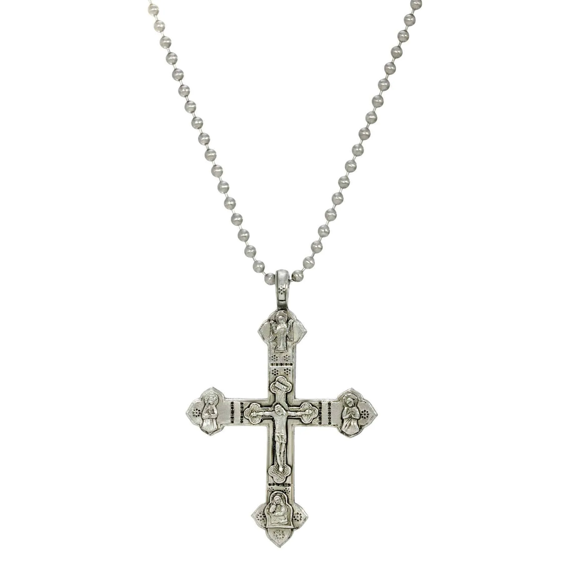 Symbols of Faith Stainless Steel Chain Large Crucifix Pendant Necklace 22" 1928 Jewelry