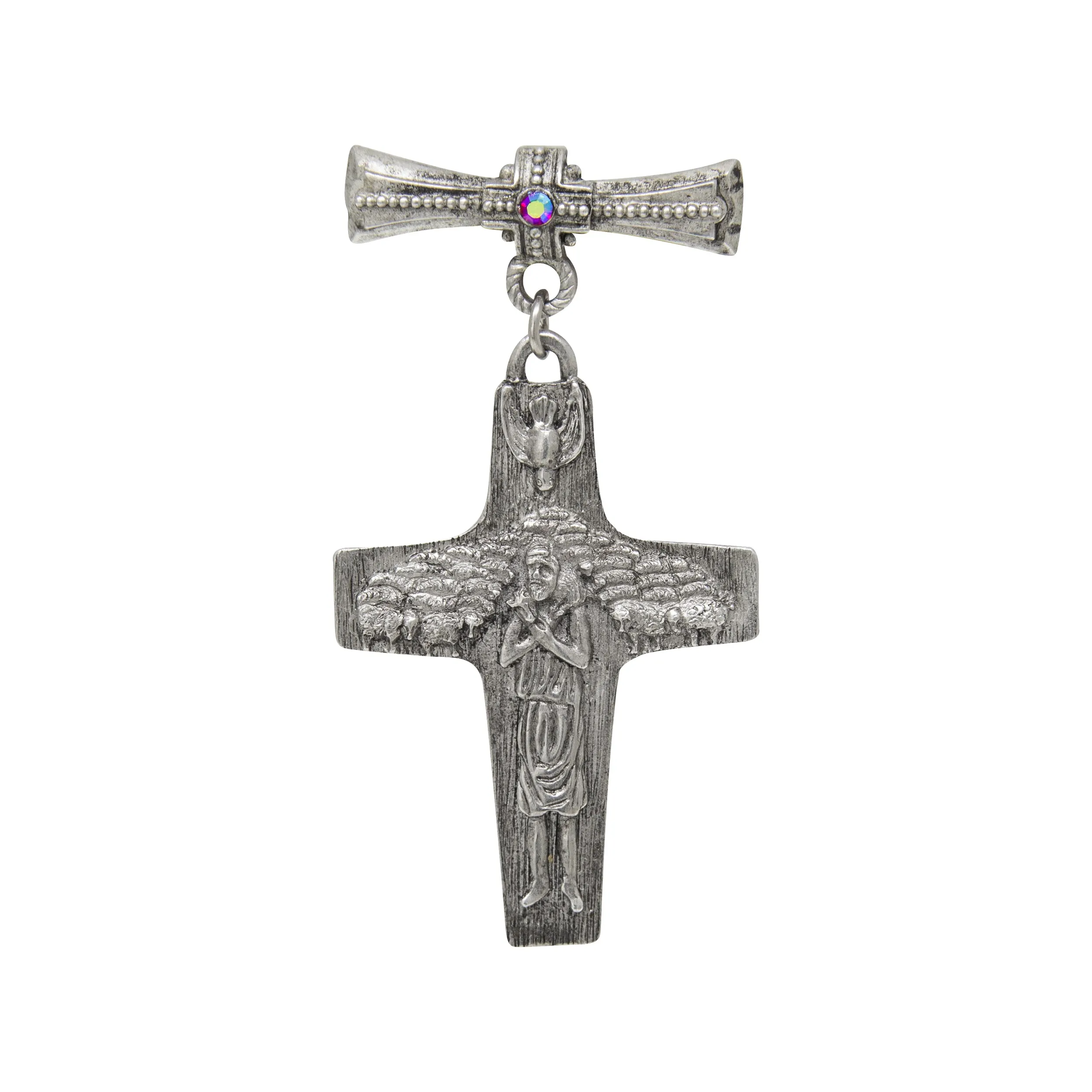 Symbols Of Faith The Good Shepherd Cross Red AB Crystal Pin 1928 Jewelry