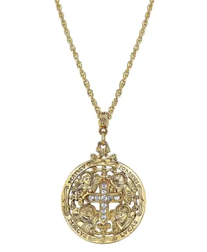Symbols Of Faith Writers Of The Good Word Crystal Pendant Necklace 24" 1928 Jewelry
