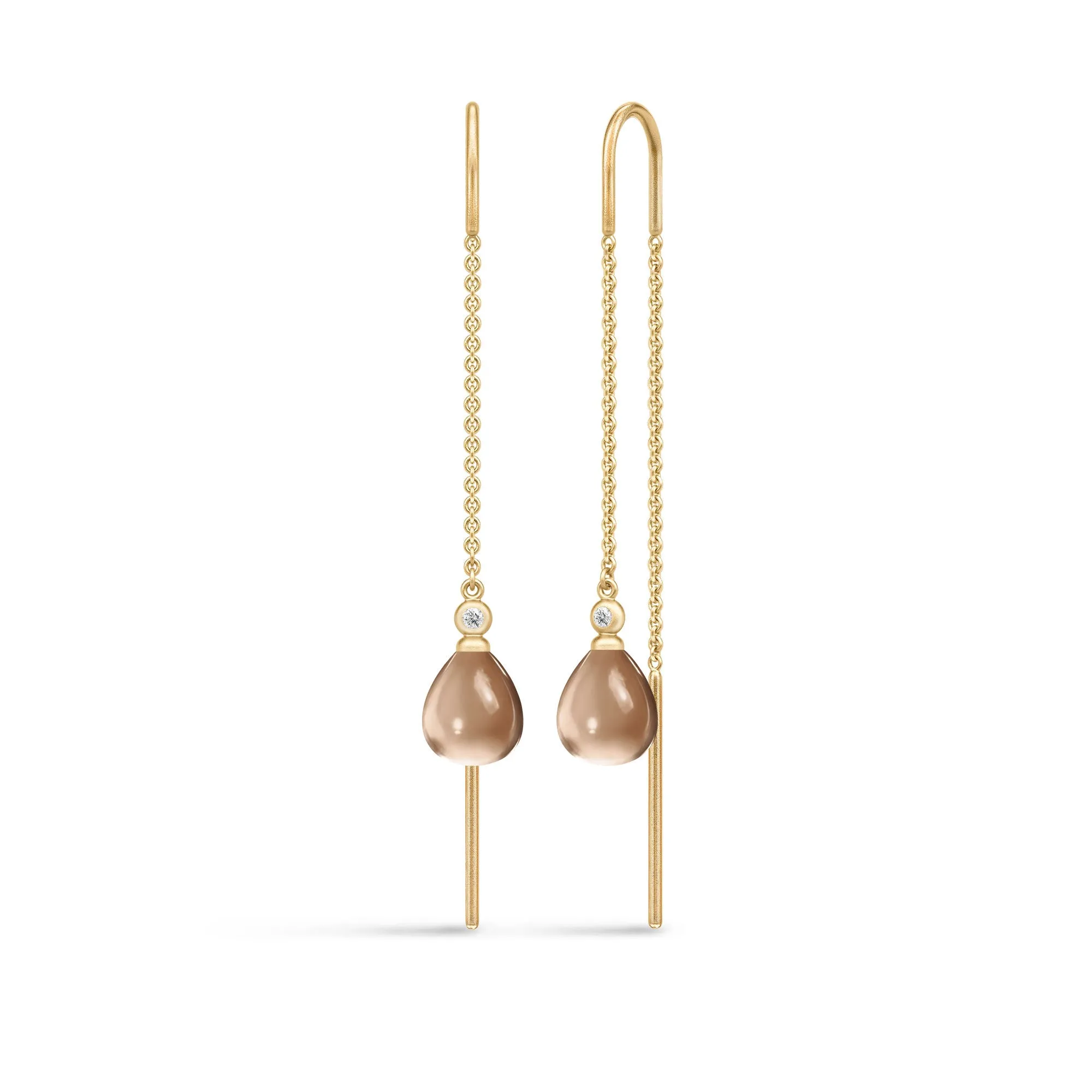 Tasha Chain Gold Plated Earrings w. Hazel Zirconia & Crystal