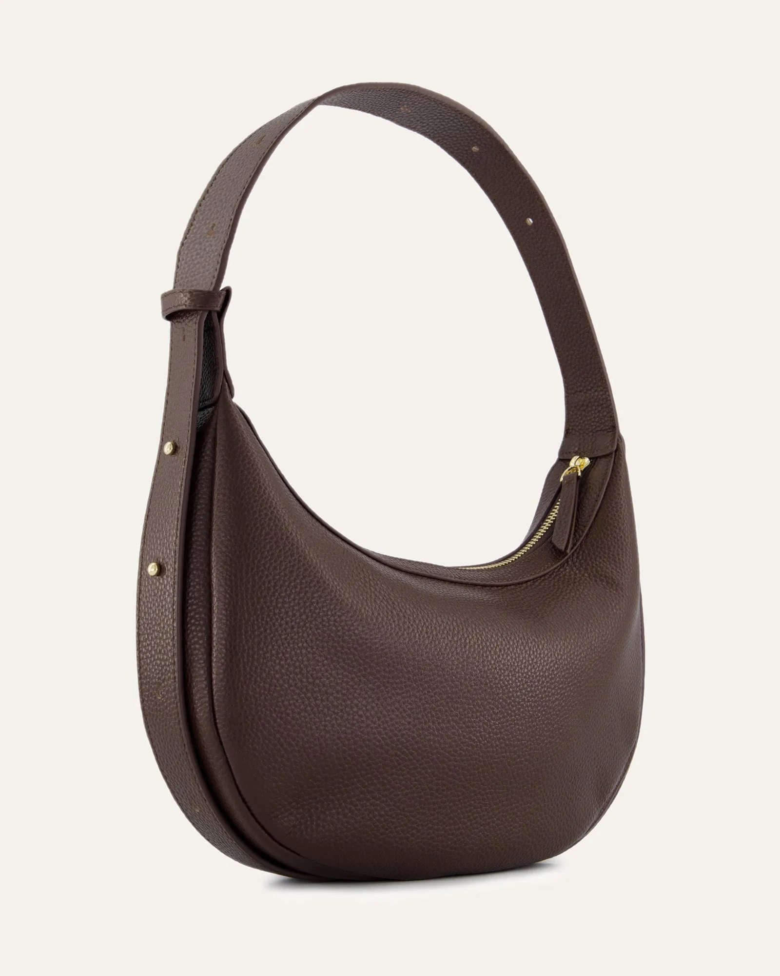 TAYA SHOULDER BAG BITTER CHOC LEATHER Jo Mercer