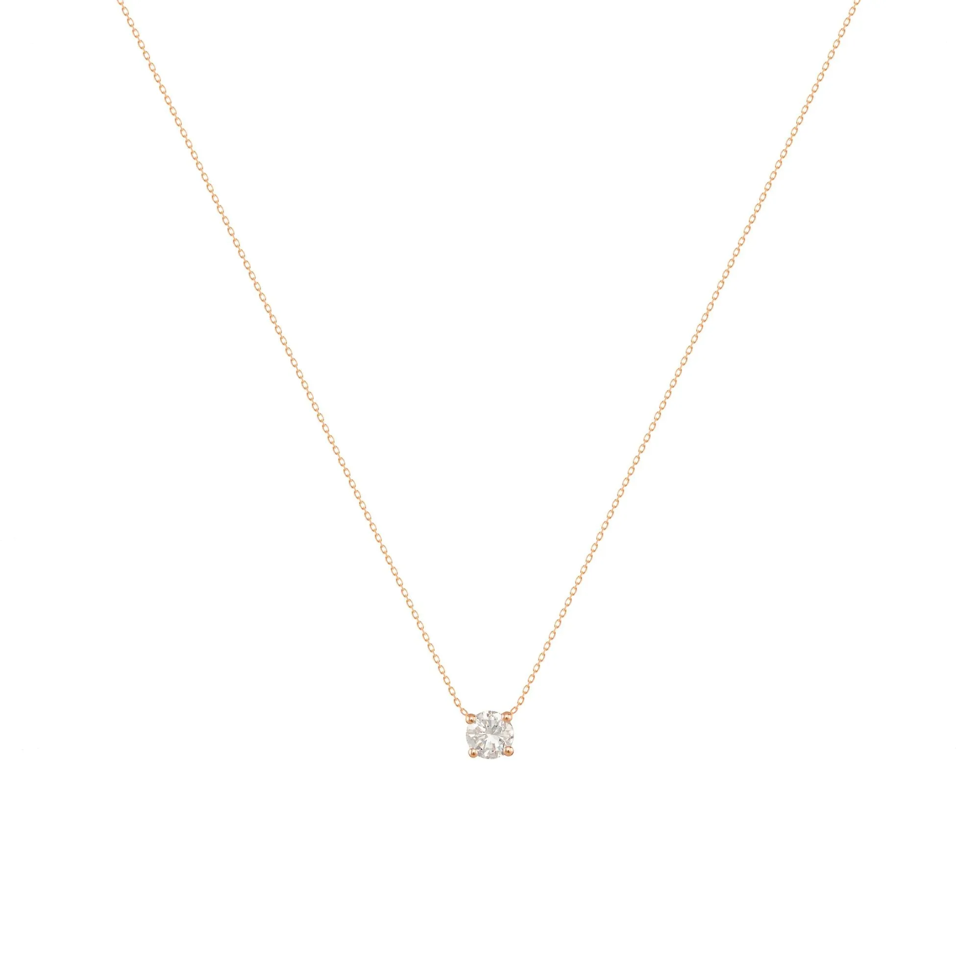 Teeny Twinkle 18K Rose Gold Necklace w. Diamond