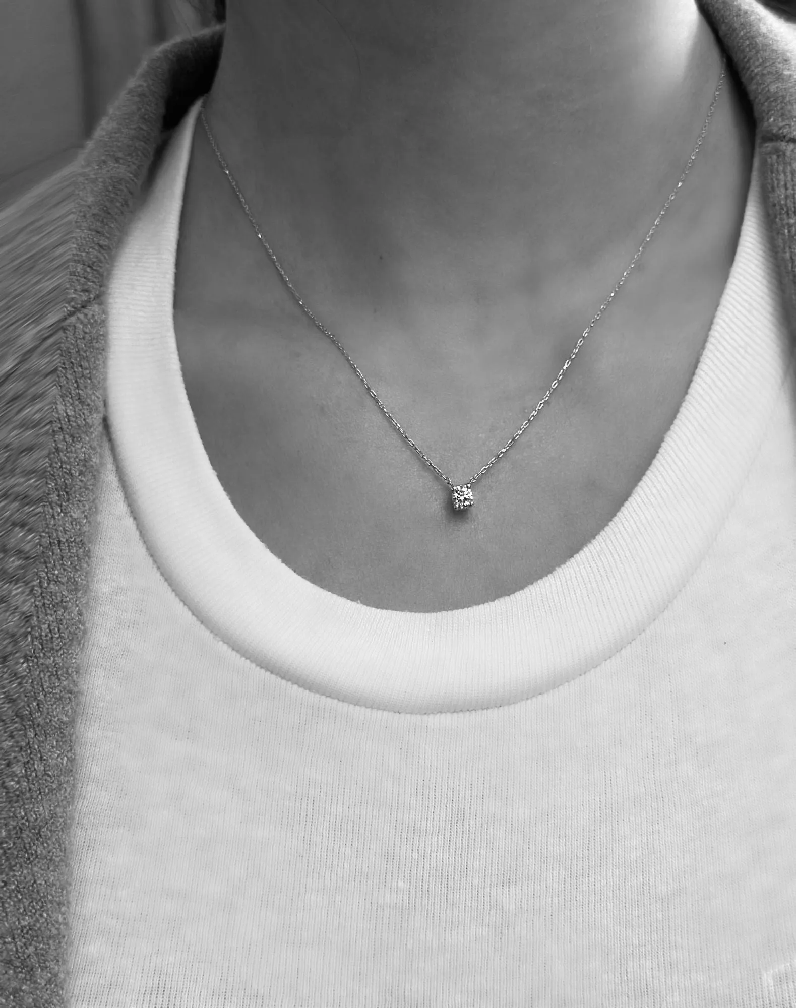 Teeny Twinkle 18K White Gold Necklace w. Diamond