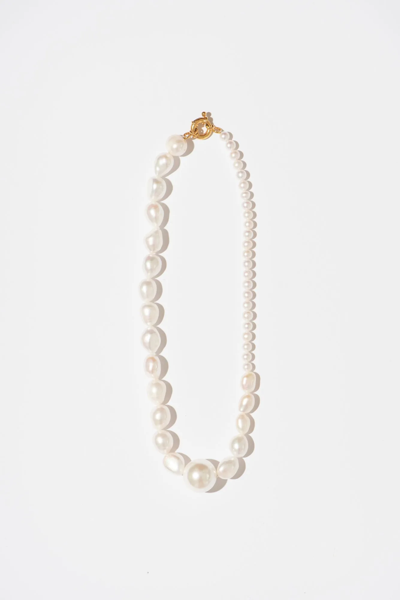The Big Pearl Variation Gold Plated Necklace w. Pearls