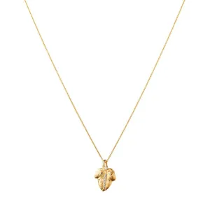 The Leaf 14K Gold Pendant w. Diamonds