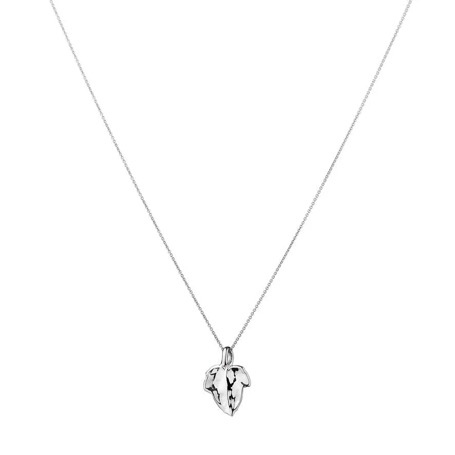 The Leaf 14K Whitegold Pendant w. Diamonds