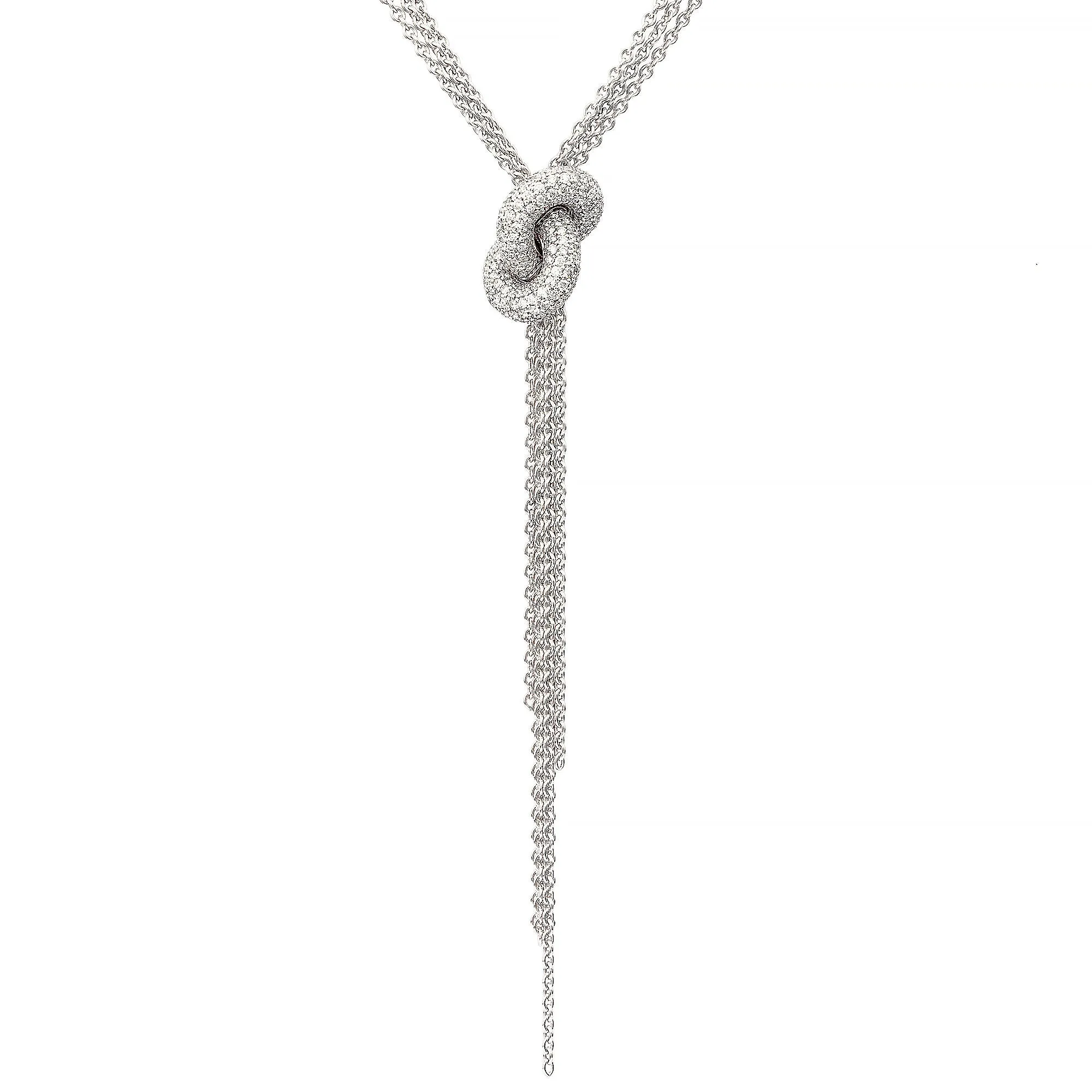 The Legacy Knot 18K Whitegold Necklace w. Diamonds
