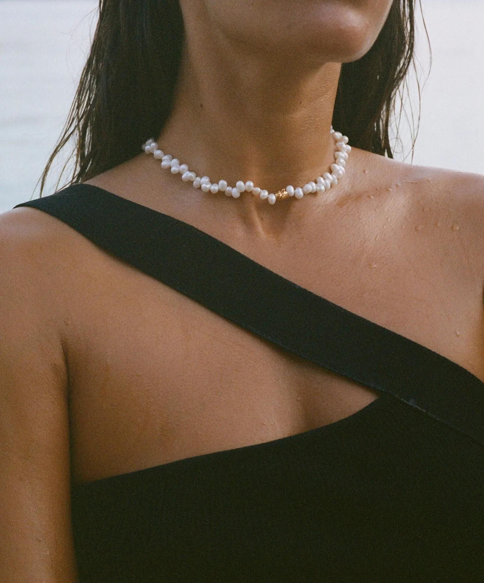 The Rice Pearl 18K Gold Plated Choker w. Pearls