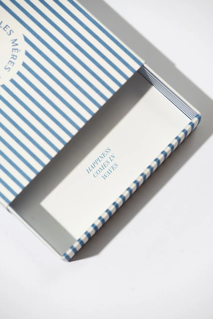 The Small Classic Blue Stripes Gold Plated Necklace w. Pearls