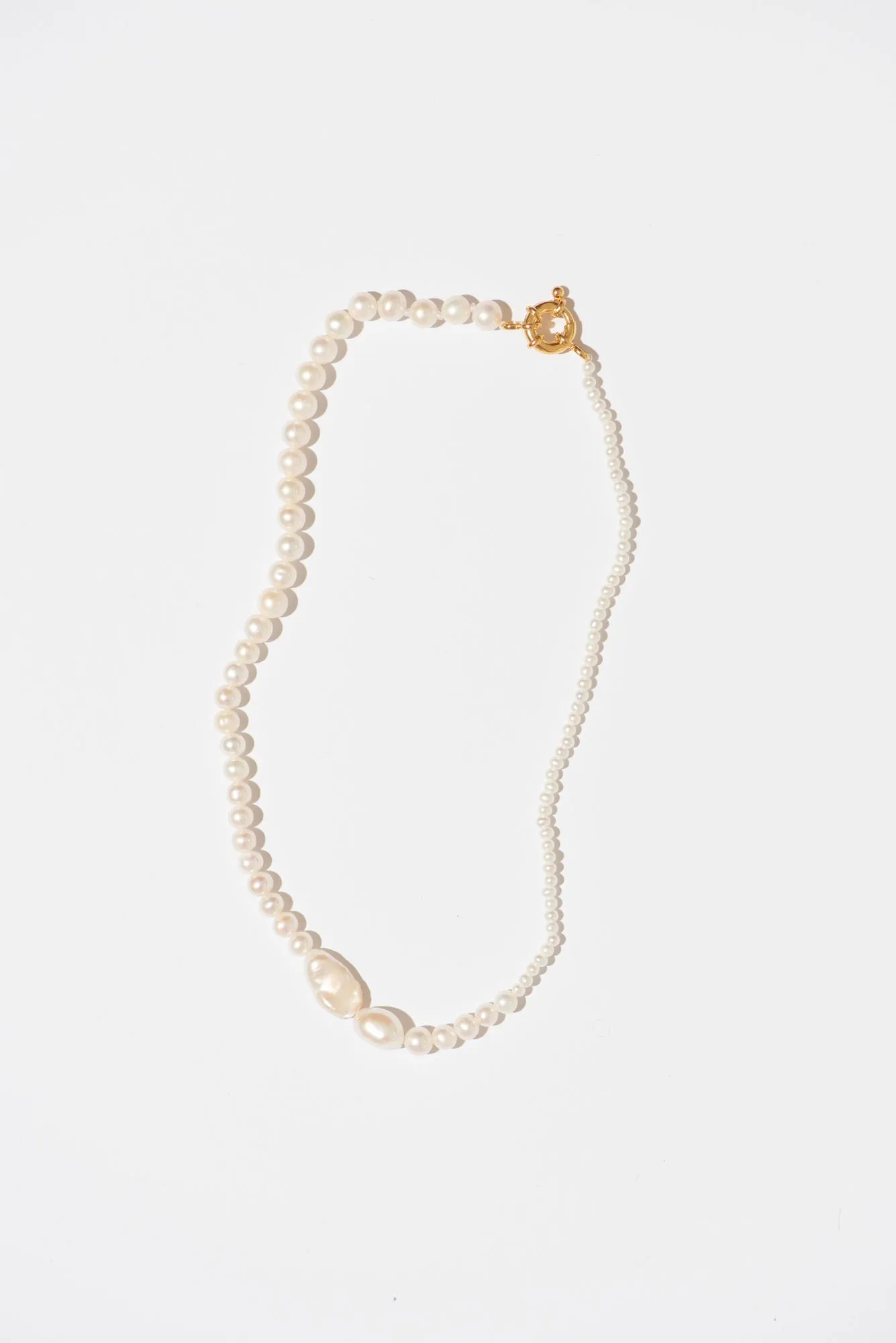 The Small Pearl Variation Gold Plated Necklace w. Pearls