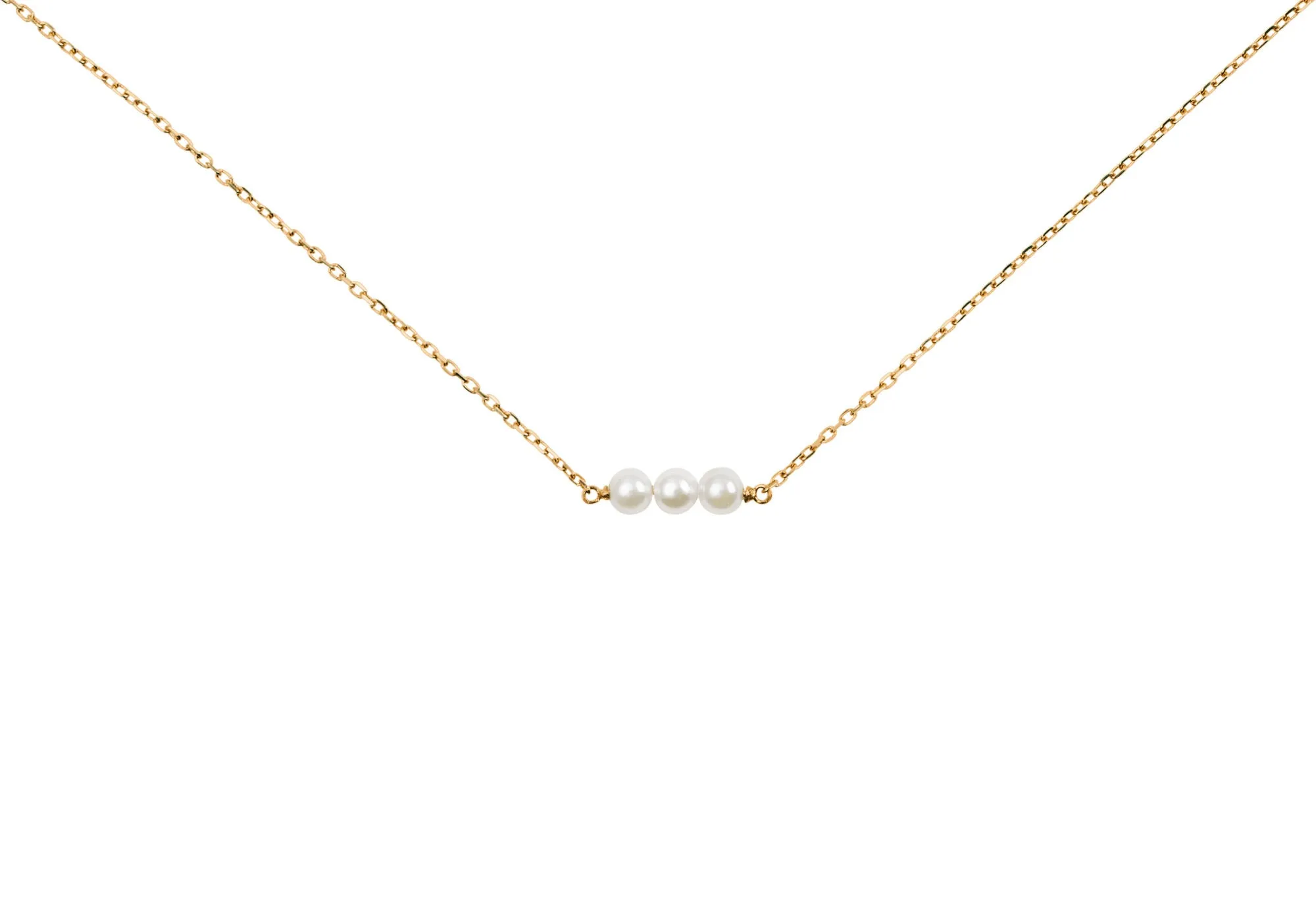 Threaded Pearl 14K Gold Necklace