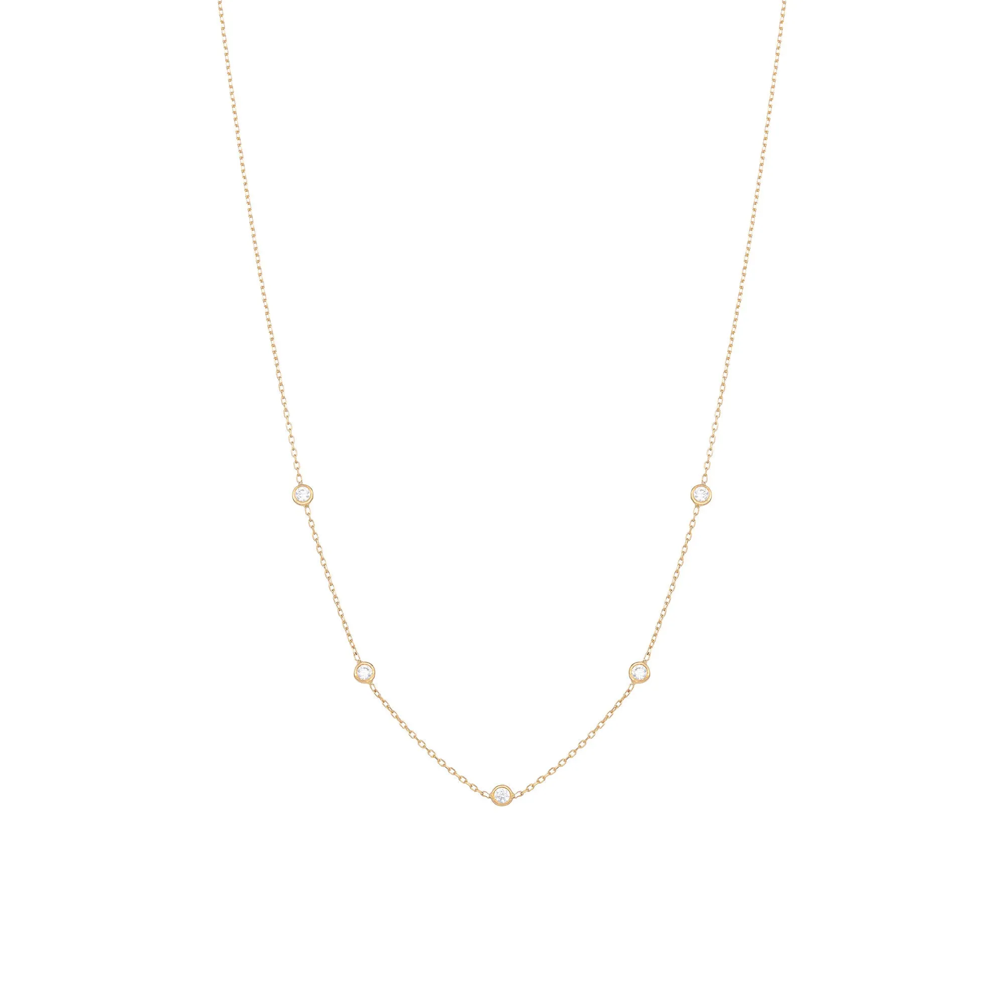 Tiny 18K Gold Necklace w. Diamonds
