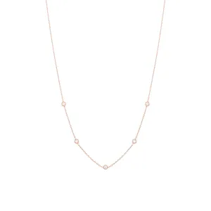 Tiny 18K Rose Gold Necklace w. Diamonds