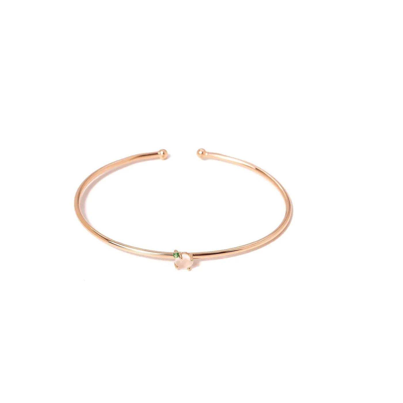 Tiny Cloud 18K Gold or Rosegold Bangle w. Ruby, Sapphires & Tsavorite