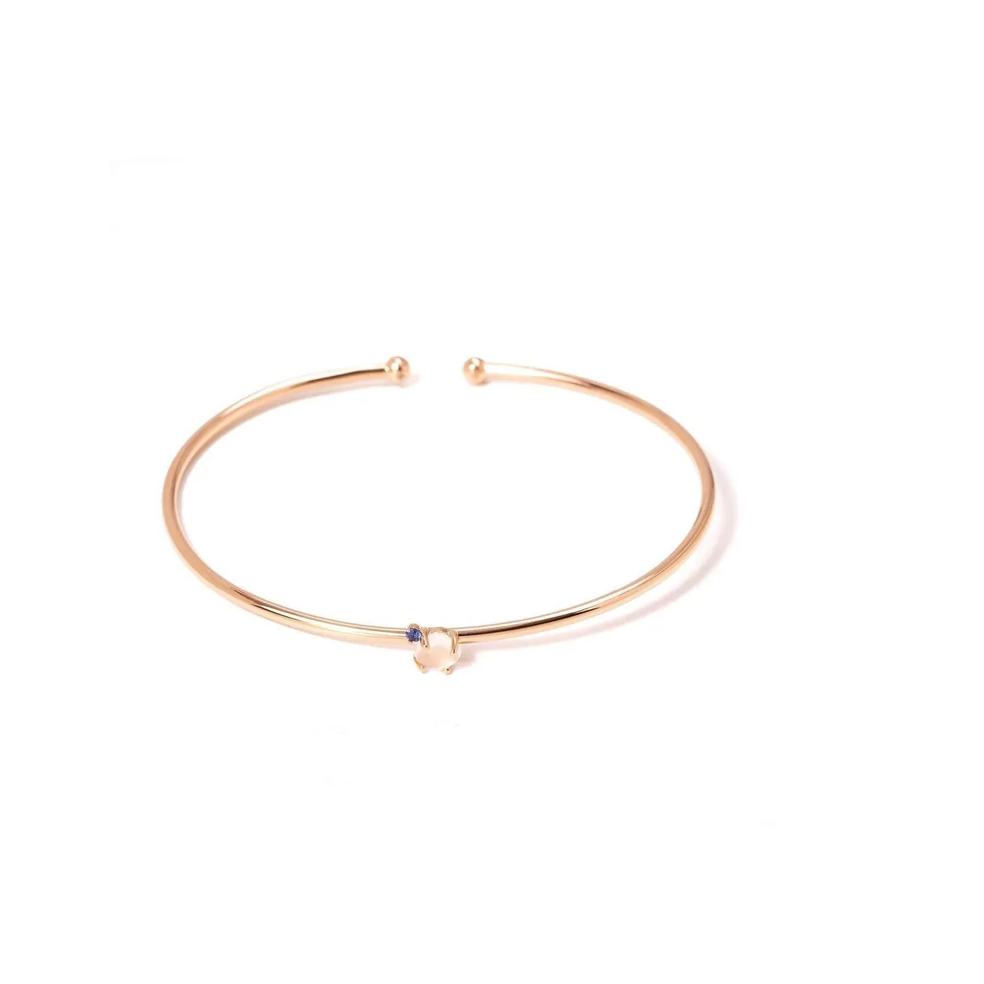 Tiny Cloud 18K Gold or Rosegold Bangle w. Ruby, Sapphires & Tsavorite