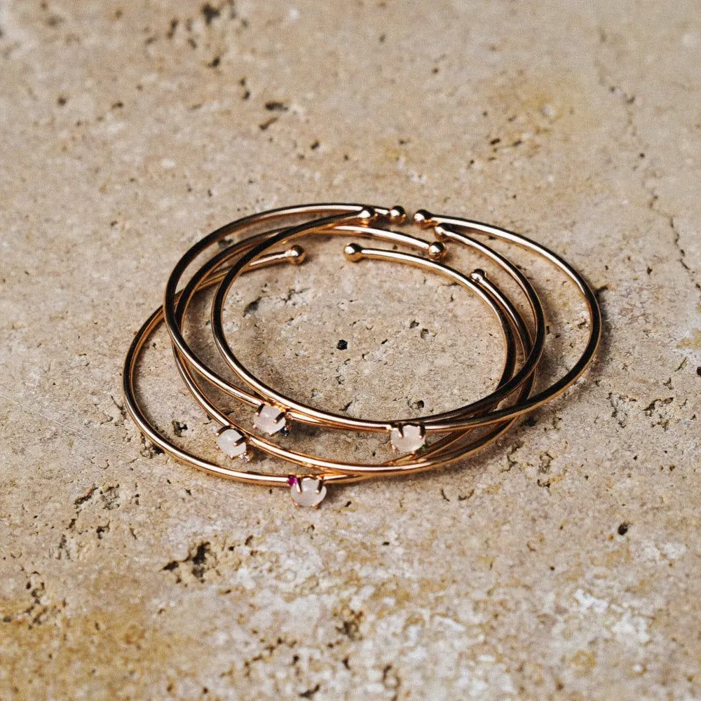 Tiny Cloud 18K Gold or Rosegold Bangle w. Ruby, Sapphires & Tsavorite