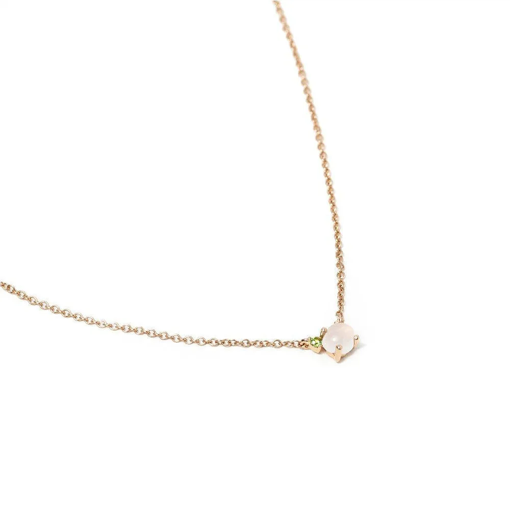 Tiny Cloud 18K Gold or Rosegold Necklace w. Tsavorite & Diamond
