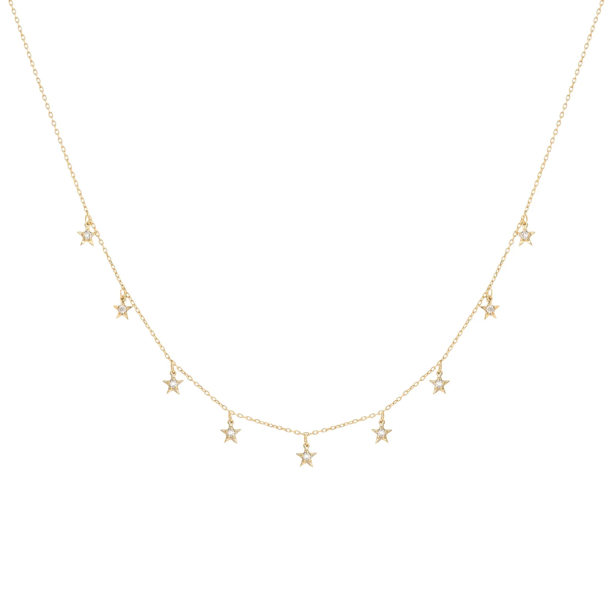 Tiny Star 18K Gold Necklace w. Diamonds
