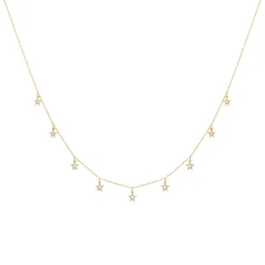 Tiny Star 18K Gold Necklace w. Diamonds