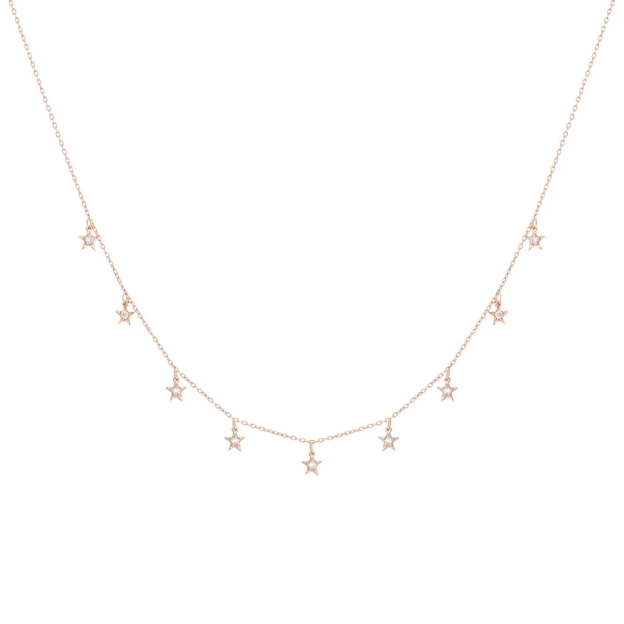 Tiny Star 18K Rose Gold Necklace w. Diamonds