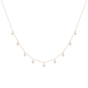 Tiny Star 18K Rose Gold Necklace w. Diamonds