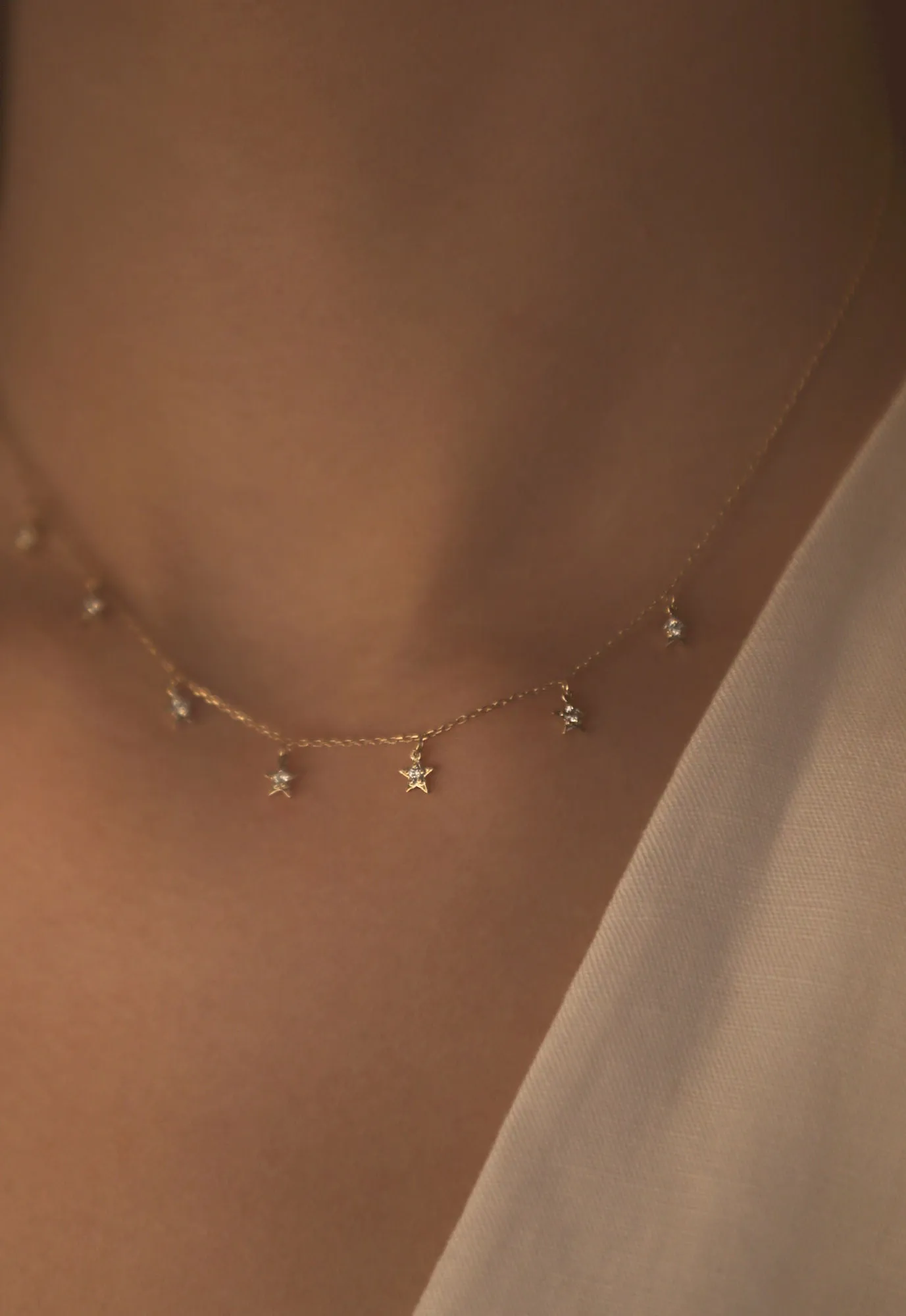 Tiny Star 18K Rose Gold Necklace w. Diamonds