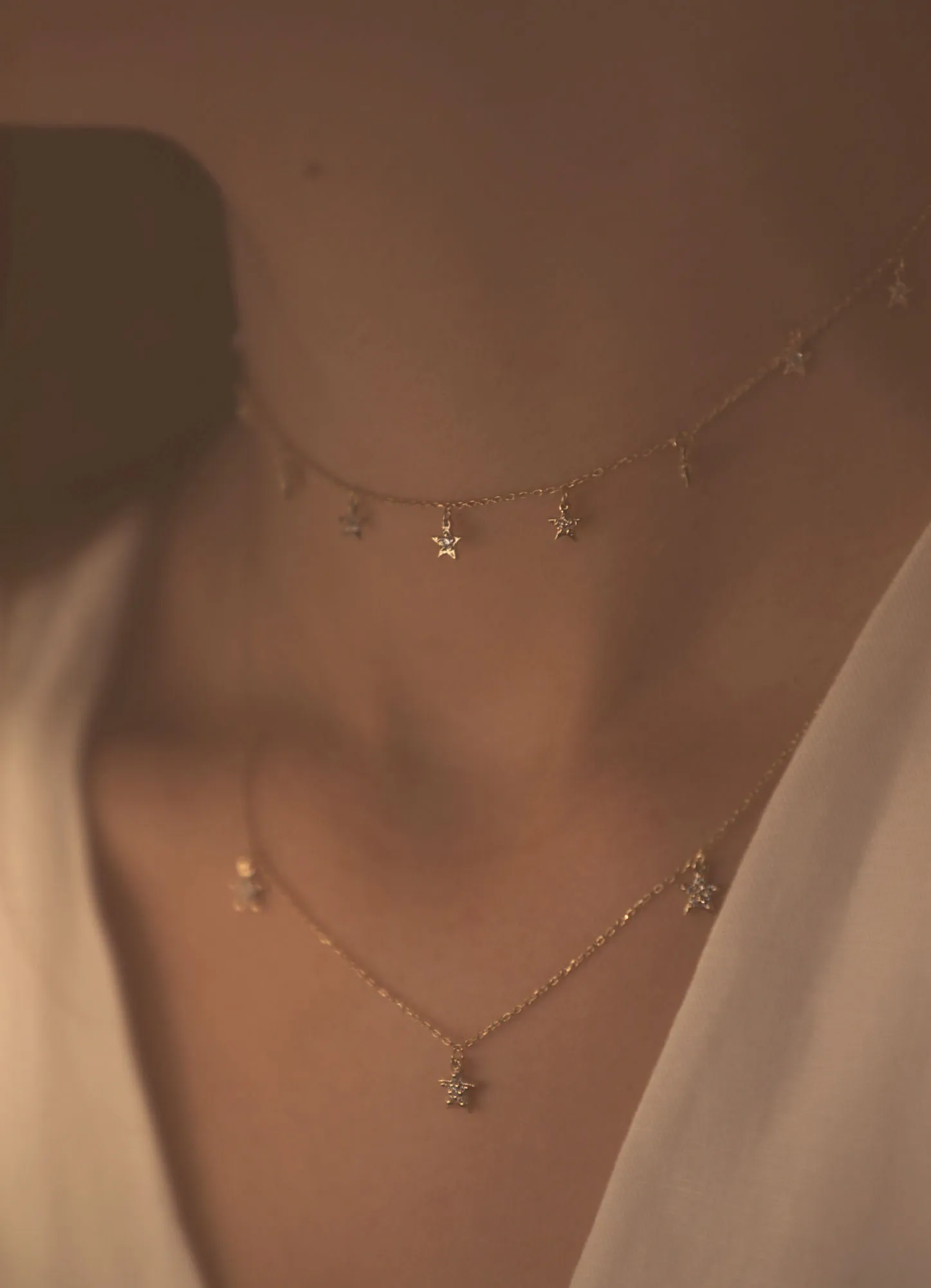 Tiny Star 18K Rose Gold Necklace w. Diamonds