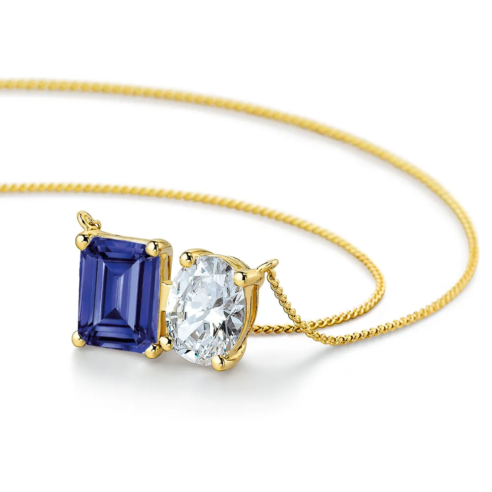 Toi et Moi Tru-Sapphire and Oval Necklace