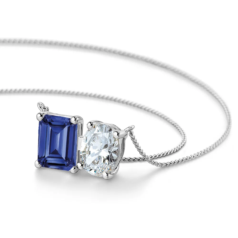 Toi et Moi Tru-Sapphire and Oval Necklace
