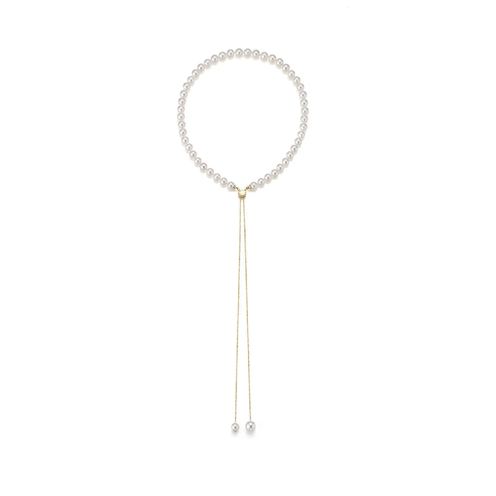 Transformable 18K Gold Necklace w. 7.5-8mm Pearls