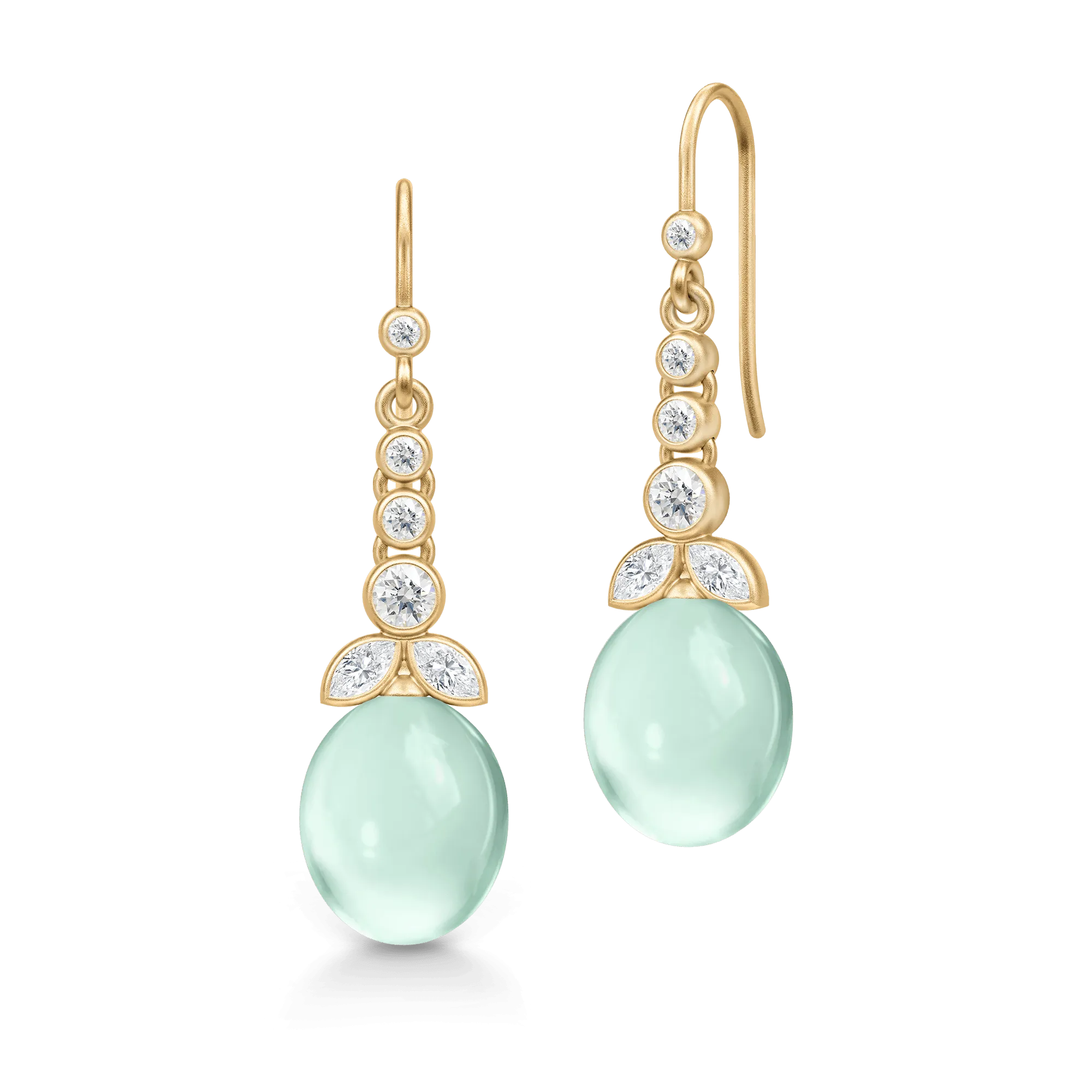 Treasure Chandelier Aqua Green Amethyst Gold Plated Earrings