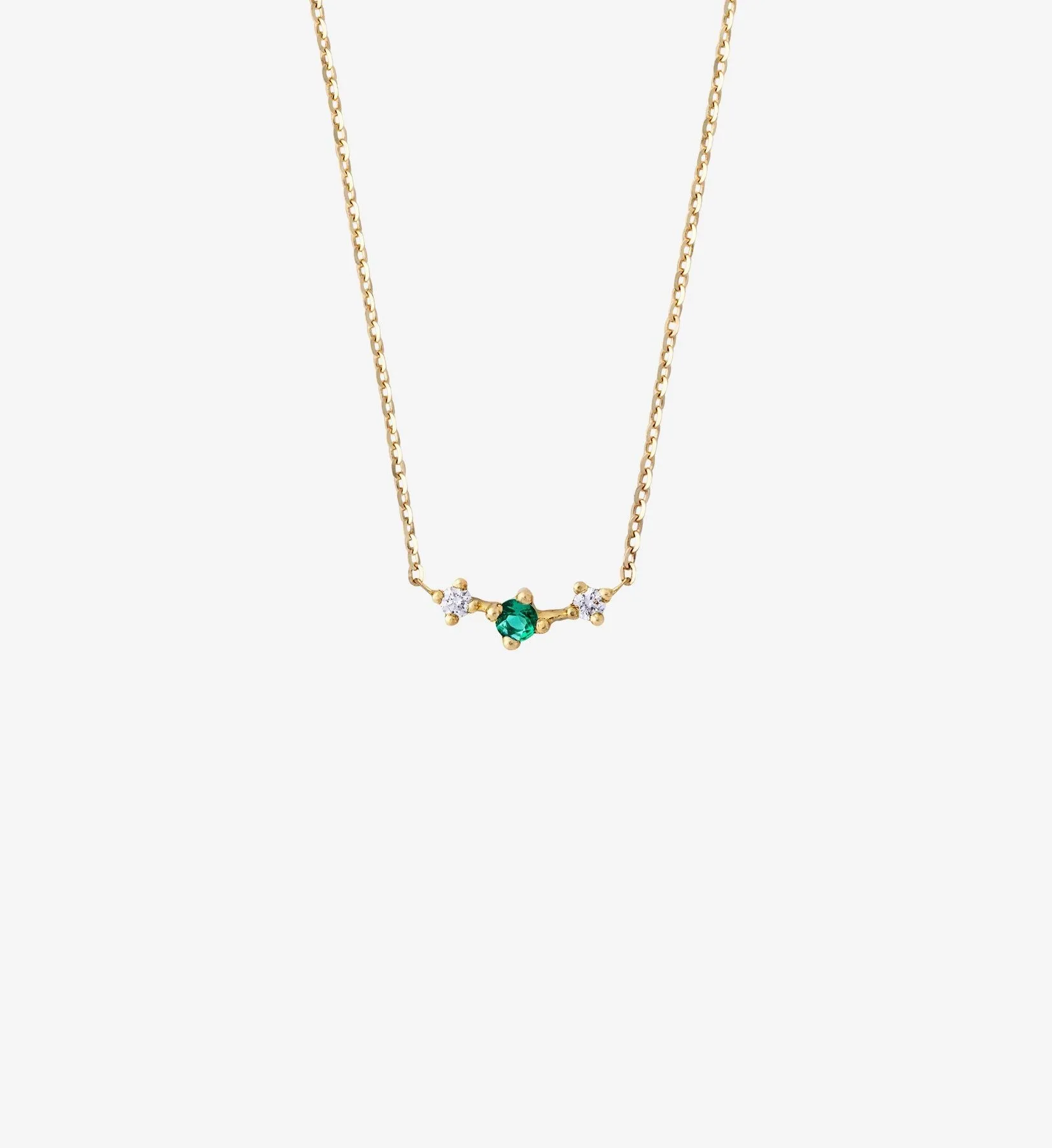 Trio Emerald Necklace 0.09 in 14K Yellow Gold