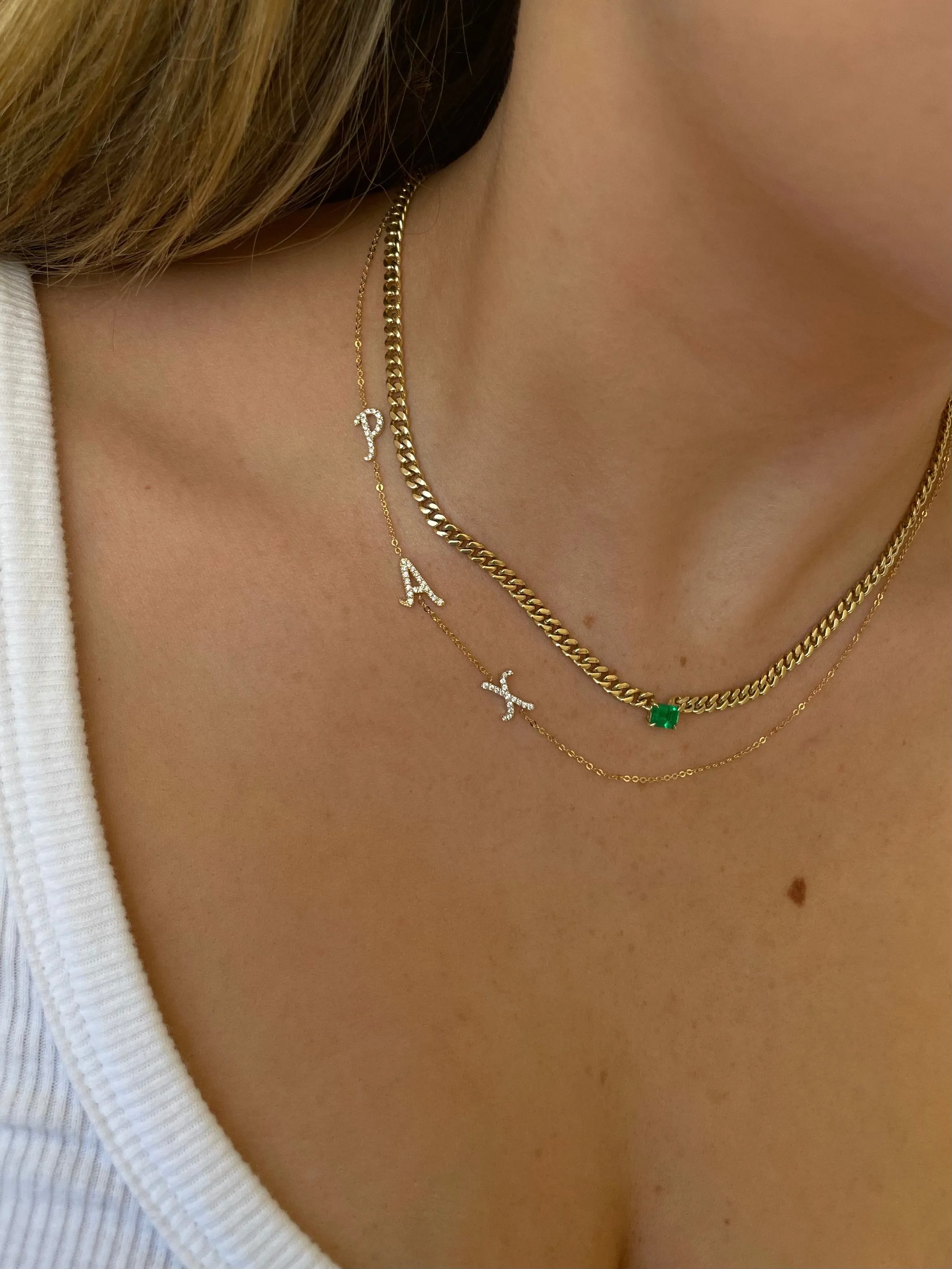 TRIPLE DIAMOND INITIAL NECKLACE Anita Ko