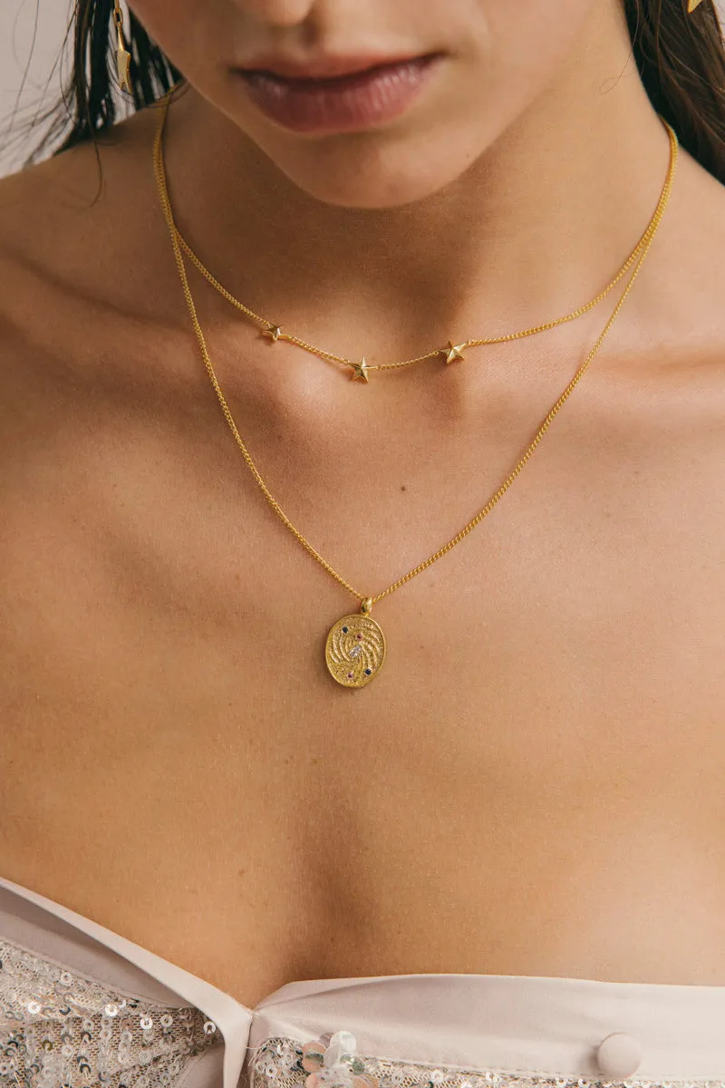 Triple Star Necklace Gold Plated Wildthings Collectables