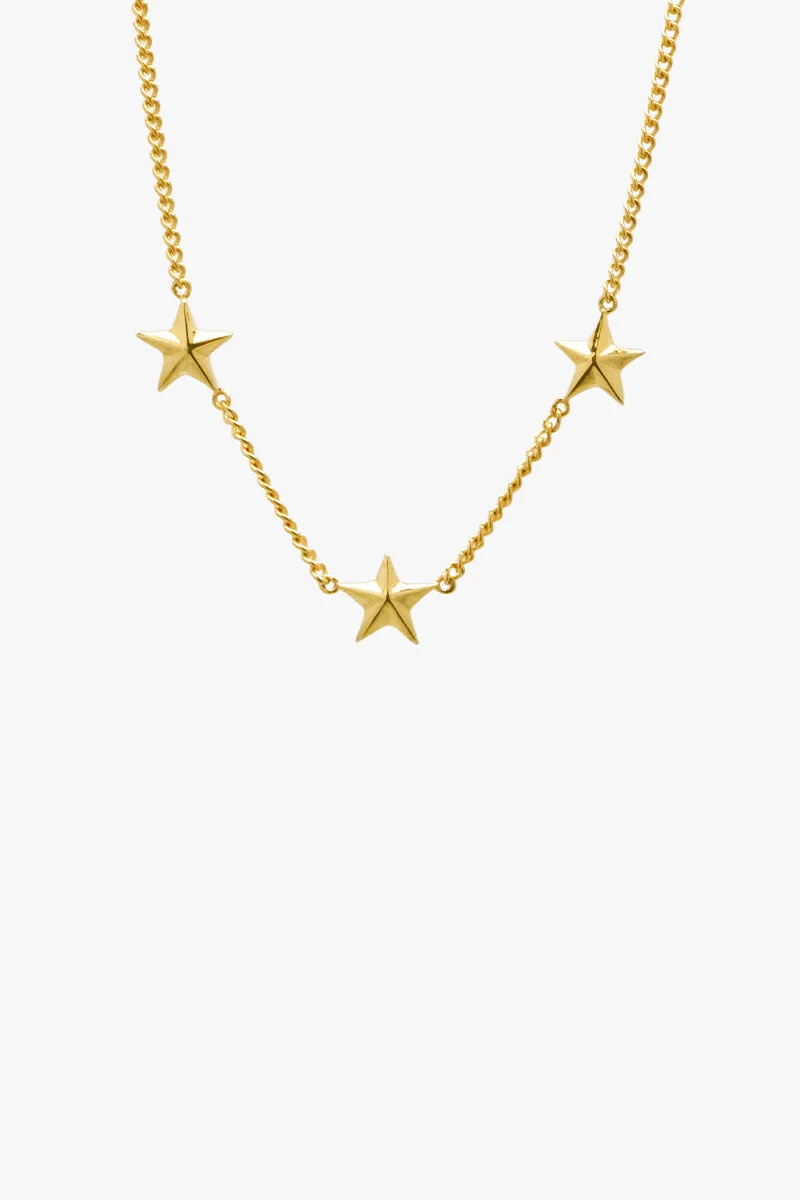 Triple Star Necklace Gold Plated Wildthings Collectables
