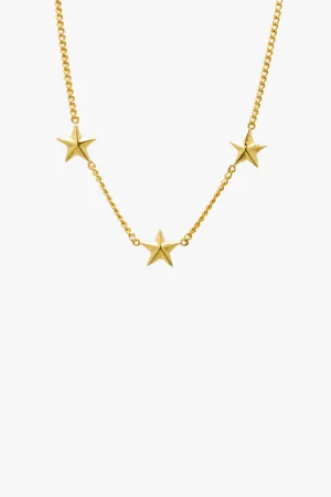 Triple Star Necklace Gold Plated Wildthings Collectables