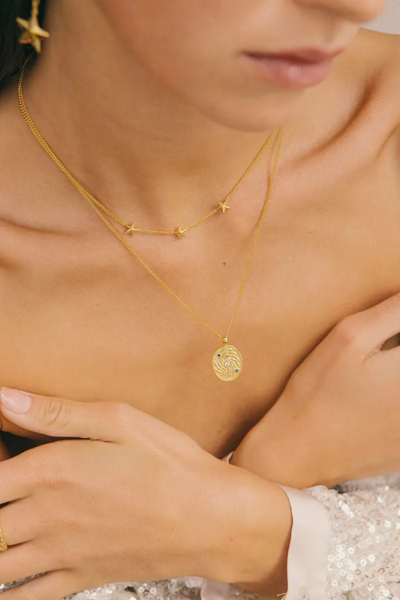 Triple Star Necklace Gold Plated Wildthings Collectables