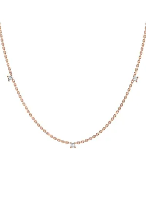 Triplet 18K Rose Gold Necklace w. Lab-Grown Diamonds